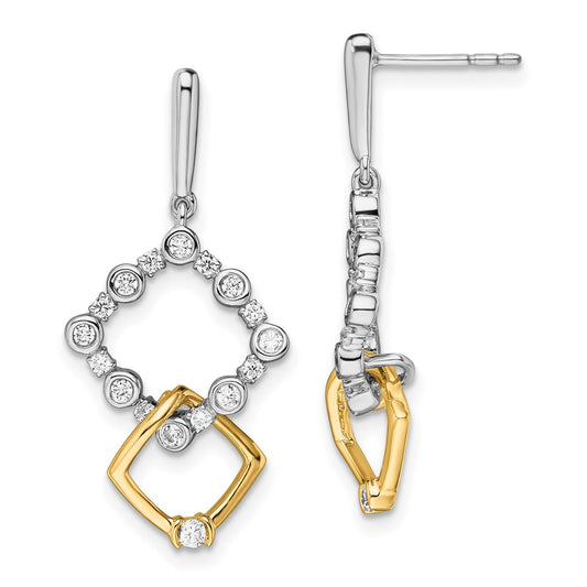 14k Two-tone 3/8 Ct. Lab Grown Diamond VS/SI+ G+ Fancy Square Drop Post Dangle Earrings