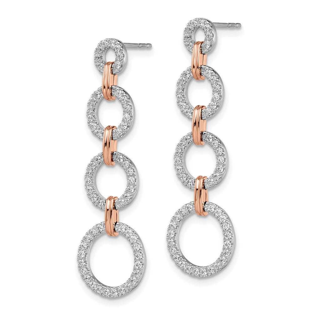 14k Two-Tone Rose and White Gold 5/8 Ct. Lab Grown Diamond VS/SI+ G+ Circle Post Dangle Earrings
