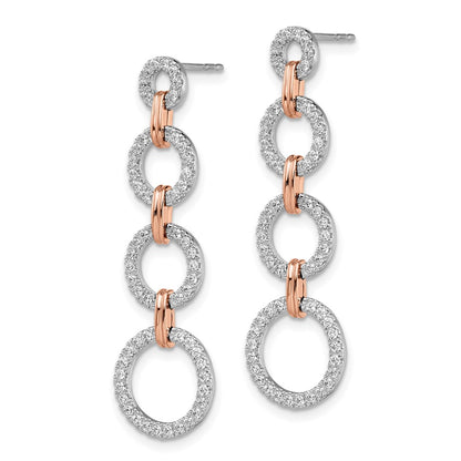 14k Two-Tone Rose and White Gold 5/8 Ct. Lab Grown Diamond VS/SI+ G+ Circle Post Dangle Earrings