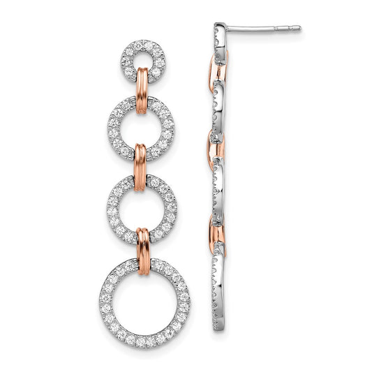 14k Two-Tone Rose and White Gold 5/8 Ct. Lab Grown Diamond VS/SI+ G+ Circle Post Dangle Earrings