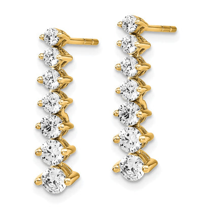 14K Yellow Gold 1 1/2 Carat Lab Grown Diamond Vs/Si+ G+ Complete Graduating Drop Post Earrings