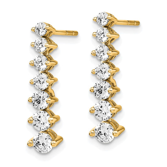 14K Yellow Gold 1 1/2 Carat Lab Grown Diamond Vs/Si+ G+ Complete Graduating Drop Post Earrings