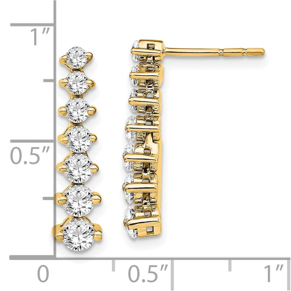 14K Yellow Gold 1 1/2 Carat Lab Grown Diamond Vs/Si+ G+ Complete Graduating Drop Post Earrings