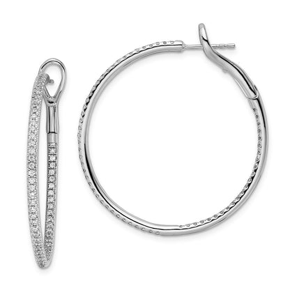 14k White Gold 1 Ct. Lab Grown Diamond VS/SI+ G+ In and Out Hoop Earrings