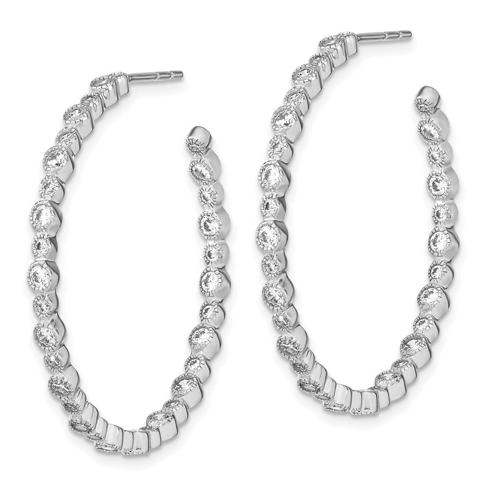 14k White Gold 1 1/2 Ct. Lab Grown Diamond VS/SI+ G+ Circle Bezel Hoop Post Earrings