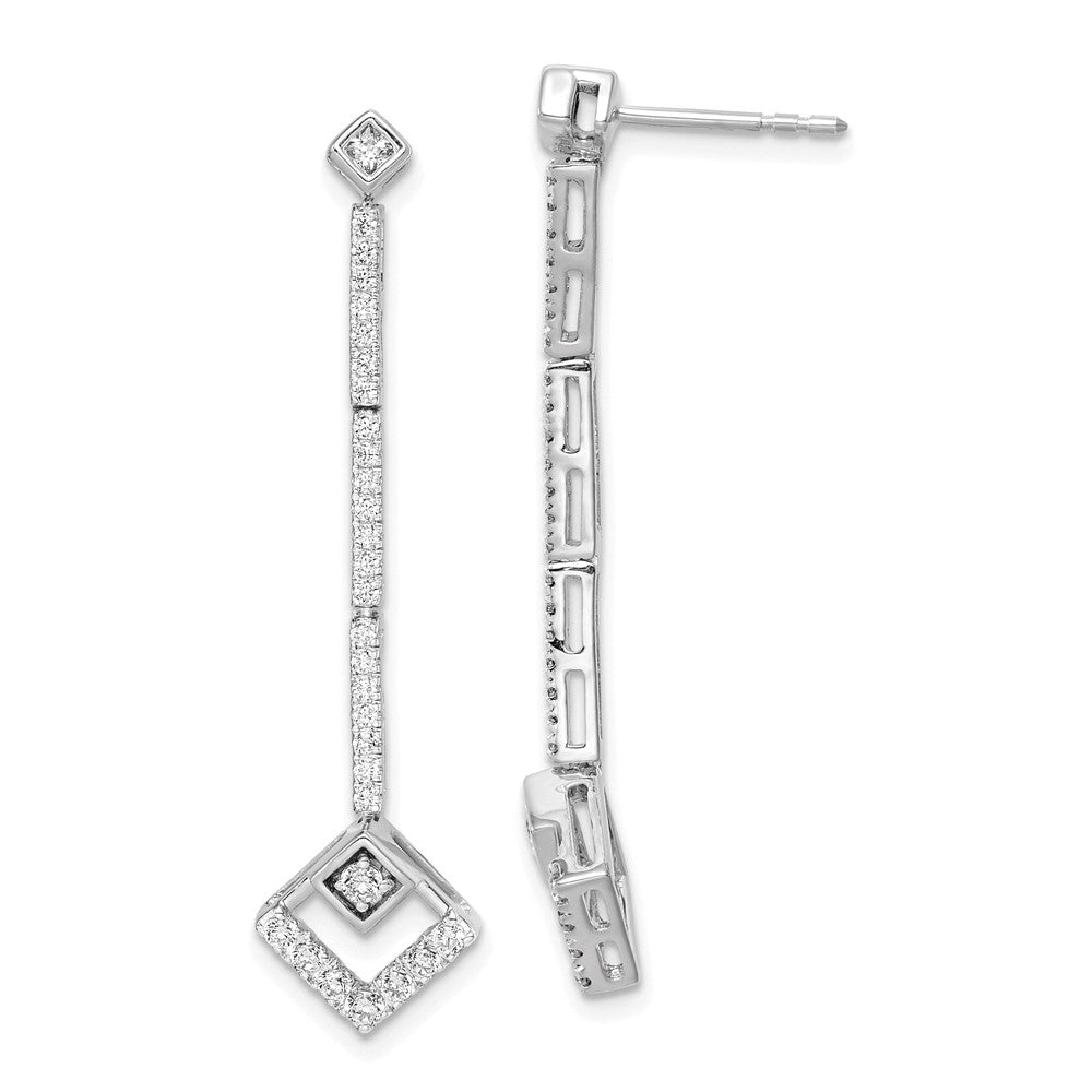 14k White Gold 1/2 Ct. Lab Grown Diamond VS/SI+ G+ Dangle Post Earrings