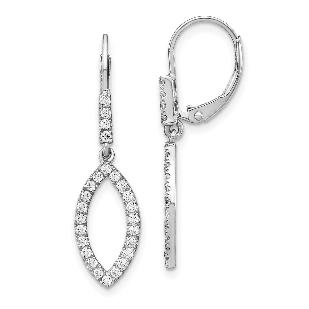 14k White Gold 1/2 Ct. Lab Grown Diamond VS/SI+ G+ Fashion Dangle Leverback Earrings