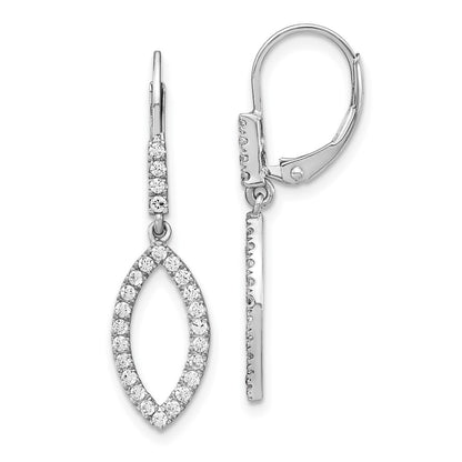14k White Gold 1/2 Ct. Lab Grown Diamond VS/SI+ G+ Fashion Dangle Leverback Earrings