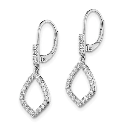 14k White Gold 1/2 Ct. Lab Grown Diamond VS/SI+ G+ Fashion Dangle Leverback Earrings