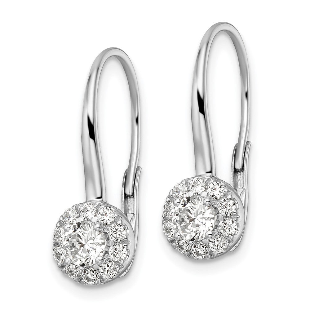 14k White Gold 1 Ct. Lab Grown Diamond VS/SI+ G+ Drop Leverback Earrings