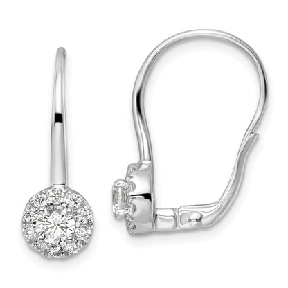 14k White Gold 1 Ct. Lab Grown Diamond VS/SI+ G+ Drop Leverback Earrings