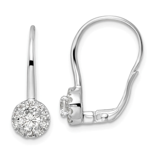 14k White Gold 1 Ct. Lab Grown Diamond VS/SI+ G+ Drop Leverback Earrings