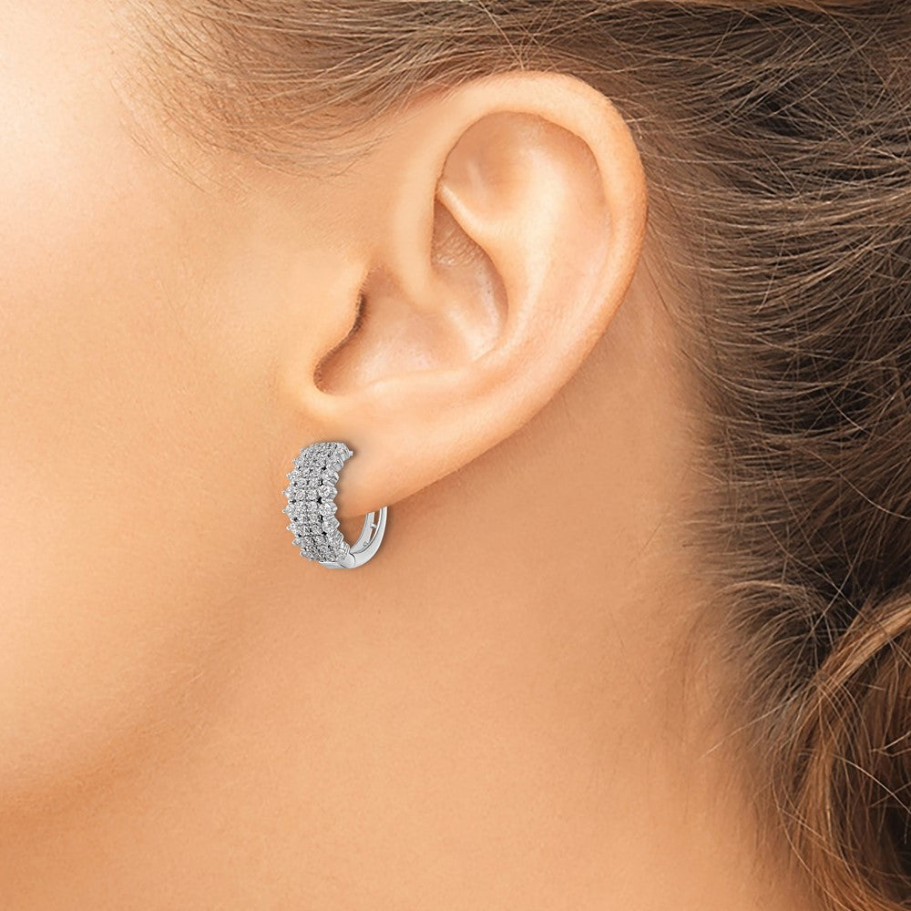 14k White Gold 1 Ct. Lab Grown Diamond VS/SI+ G+ Hinged Hoop Earrings