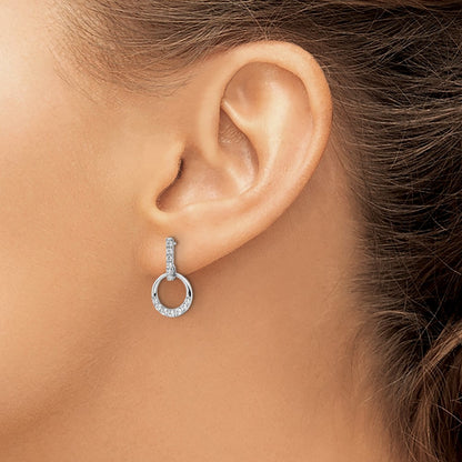 14k White Gold 3/8 Ct. Lab Grown Diamond VS/SI+ G+ Dangle Circle Post Earrings