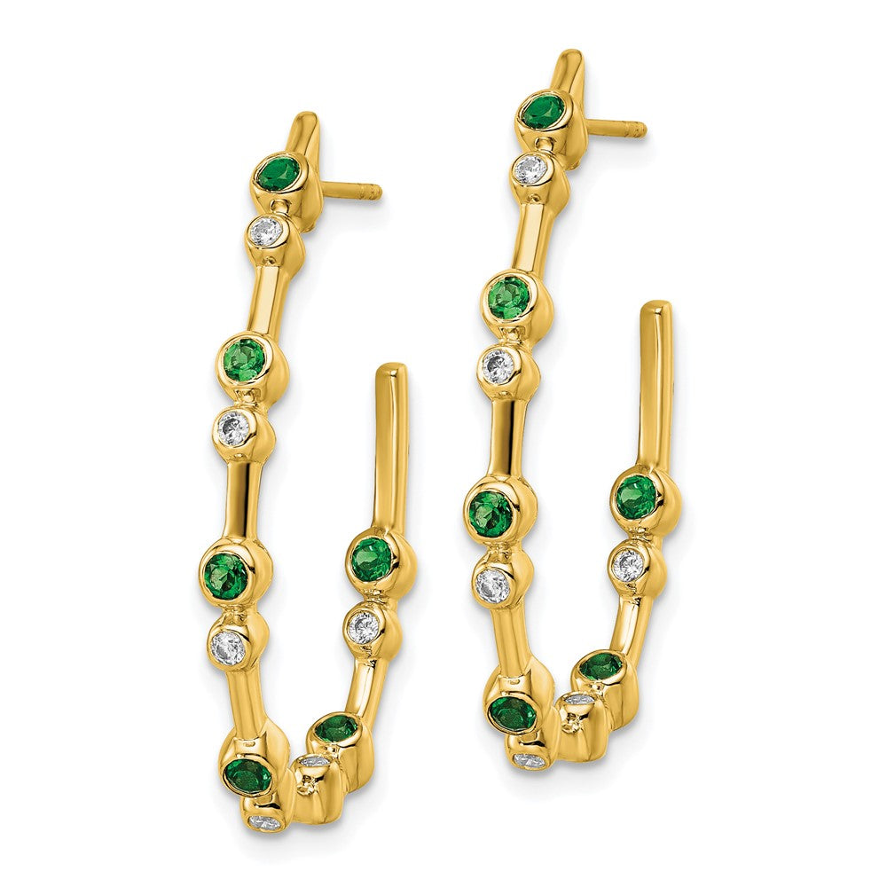 14K Yellow Gold True Origin 1/5 Carat Lab Grown Diamond Vs Def And Emerald Post Hoop Earrings