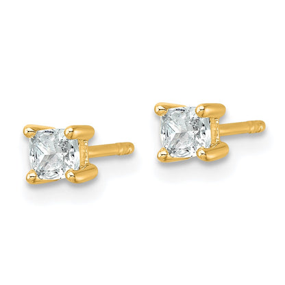 14K Yellow Gold 1/2 Ctw Certified Lab Grown Diamond Vs+ F+ Cushion 4 Prong Heavy Wt. Stud Earrings
