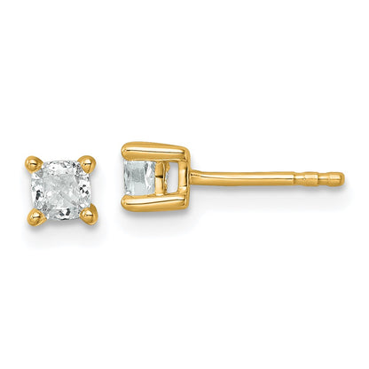 14K Yellow Gold 1/2 Ctw Certified Lab Grown Diamond Vs+ F+ Cushion 4 Prong Heavy Wt. Stud Earrings