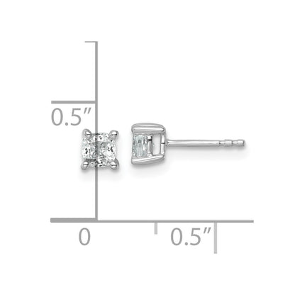14K White Gold 3/4 Ctw Certified Lab Grown Diamond Vs+ F+ Cushion 4 Prong Heavy Wt. Stud Earrings