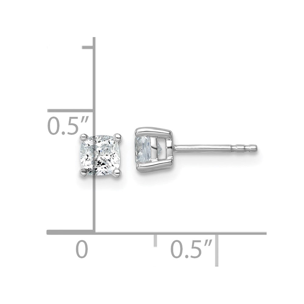 14k White Gold 1 ctw Certified Lab Grown Diamond VS/SI+ G+ Cushion 4 Prong Heavy Wt. Stud Earrings