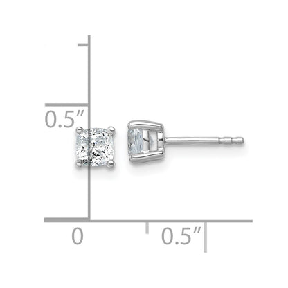 14k White Gold 1 ctw Certified Lab Grown Diamond VS/SI+ G+ Cushion 4 Prong Heavy Wt. Stud Earrings