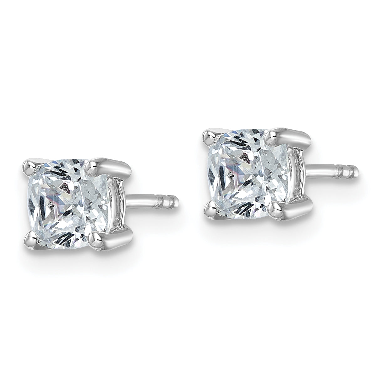 14k White Gold 1 1/2 ctw Certified Lab Grown Diamond VS/SI+ G+ Cushion 4 Prong Heavy Wt. Stud Earrings