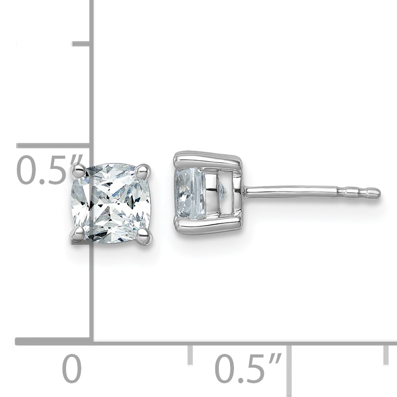 14k White Gold 1 1/2 ctw Certified Lab Grown Diamond VS/SI+ G+ Cushion 4 Prong Heavy Wt. Stud Earrings