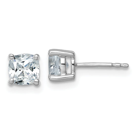 14k White Gold 1 1/2 ctw Lab Grown Diamond VS/SI+ G+ Cushion 4 Prong Heavy Wt. Stud Earrings