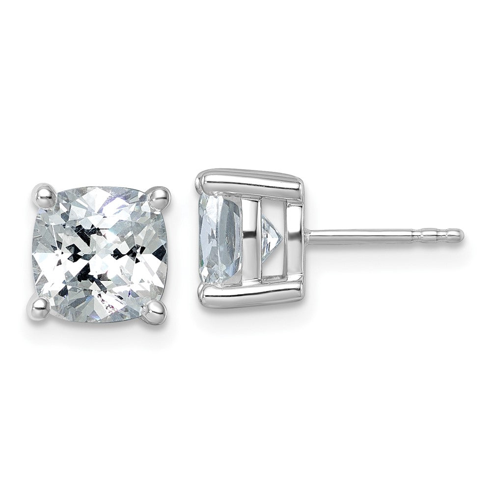 14K White Gold 5 Ctw Lab Grown Diamond Vs+ F+ Cushion 4 Prong Heavy Wt. Stud Earrings