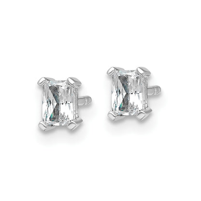 14k White Gold 1/2 ctw Lab Grown Diamond VS/SI+ G+ Radiant 4 Prong Heavy Wt. Stud Earrings