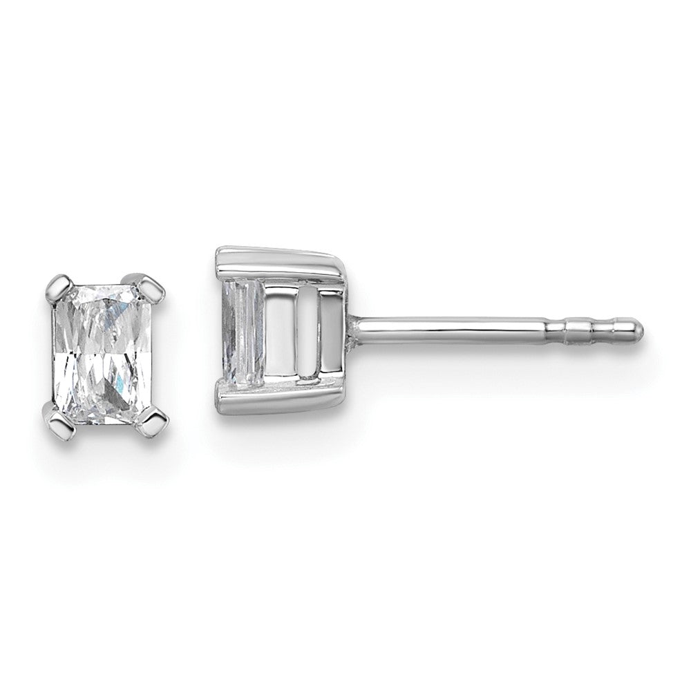 14k White Gold 1/2 ctw Lab Grown Diamond VS/SI+ G+ Radiant 4 Prong Heavy Wt. Stud Earrings