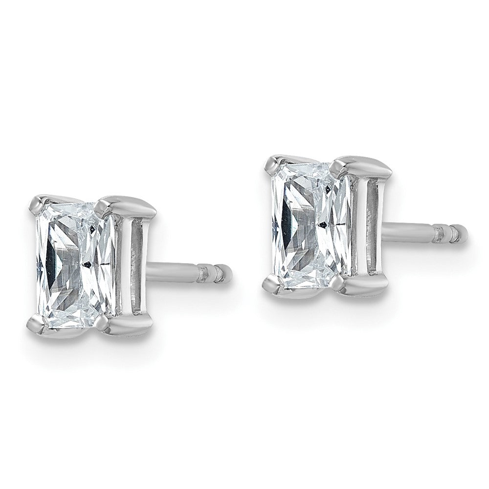 14k White Gold 1 ctw Certified Lab Grown Diamond VS/SI+ G+ Radiant 4 Prong Heavy Wt. Stud Earrings