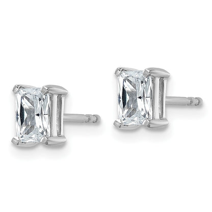 14k White Gold 1 ctw Certified Lab Grown Diamond VS/SI+ G+ Radiant 4 Prong Heavy Wt. Stud Earrings