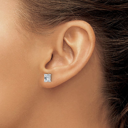 14K White Gold 1 Ctw Lab Grown Diamond Vs+ F+ Radiant 4 Prong Heavy Wt. Stud Earrings
