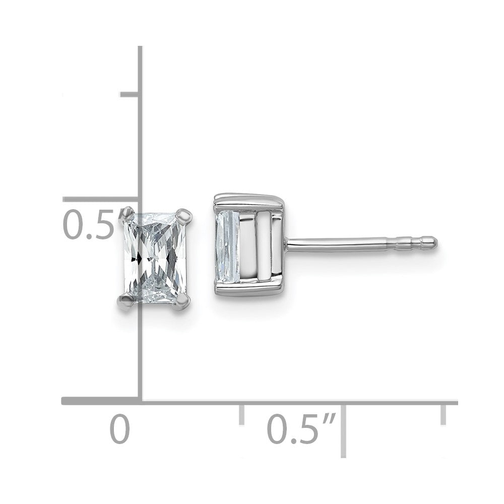 14K White Gold 1 Ctw Lab Grown Diamond Vs+ F+ Radiant 4 Prong Heavy Wt. Stud Earrings