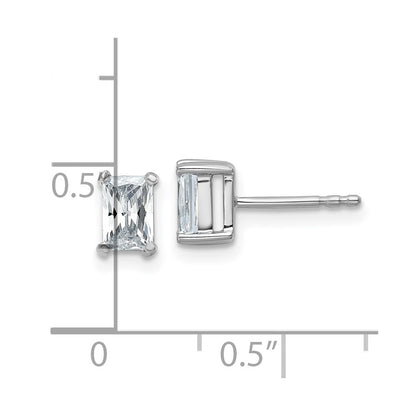 14K White Gold 1 Ctw Lab Grown Diamond Vs+ F+ Radiant 4 Prong Heavy Wt. Stud Earrings