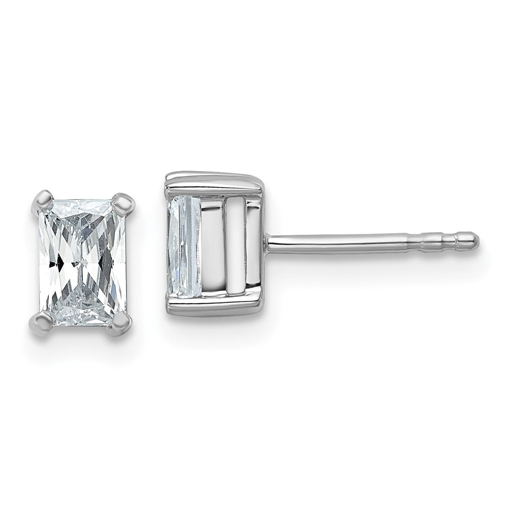 14k White Gold 1 ctw Certified Lab Grown Diamond VS/SI+ G+ Radiant 4 Prong Heavy Wt. Stud Earrings