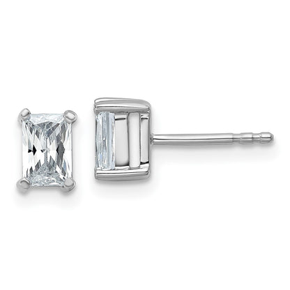14k White Gold 1 ctw Certified Lab Grown Diamond VS/SI+ G+ Radiant 4 Prong Heavy Wt. Stud Earrings