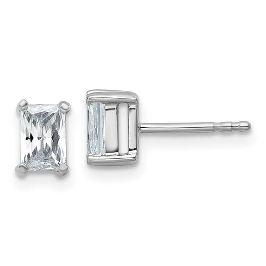 14k White Gold 1 ctw Certified Lab Grown Diamond VS/SI+ G+ Radiant 4 Prong Heavy Wt. Stud Earrings