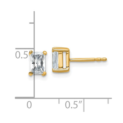 14K Yellow Gold 1 Ctw Certified Lab Grown Diamond Vs+ F+ Radiant 4 Prong Heavy Wt. Stud Earrings