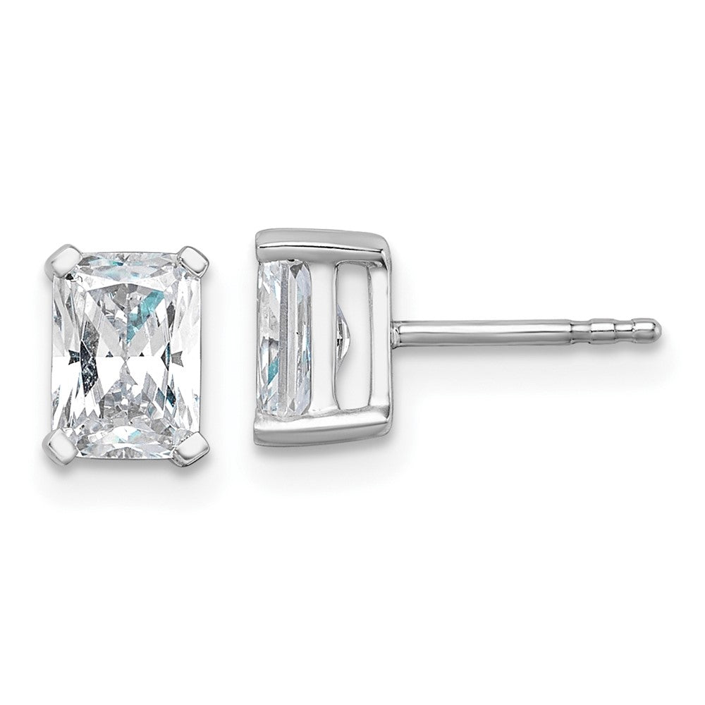 14k White Gold 1 1/2 ctw Certified Lab Grown Diamond VS/SI+ G+ Radiant 4 Prong Heavy Wt. Stud Earrings