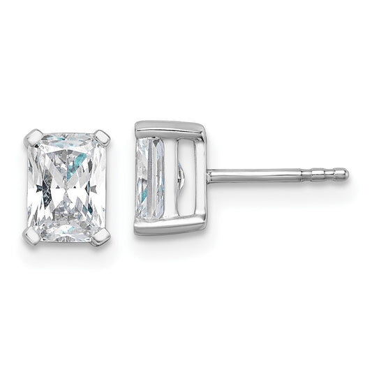 14k White Gold 1 1/2 ctw Certified Lab Grown Diamond VS/SI+ G+ Radiant 4 Prong Heavy Wt. Stud Earrings