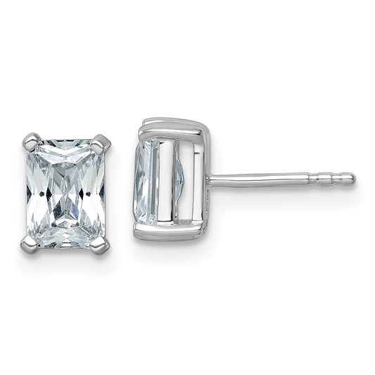 14k White Gold 2 ctw Certified Lab Grown Diamond VS/SI+ G+ Radiant 4 Prong Heavy Wt. Stud Earrings