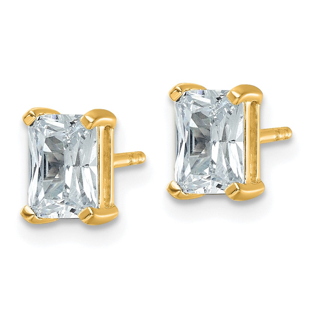 14K Yellow Gold 2 Ctw Certified Lab Grown Diamond Vs+ F+ Radiant 4 Prong Heavy Wt. Stud Earrings