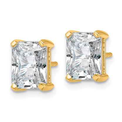 14K Yellow Gold 4 Ctw Lab Grown Diamond Vs+ F+ Radiant Prong Heavy Wt. Stud Earrings