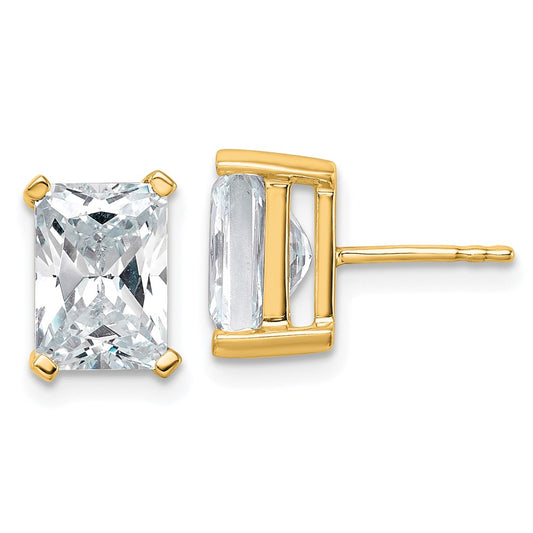 14K Yellow Gold 5 Ctw Certified Lab Grown Diamond Vs+ F+ Radiant 4 Prong Heavy Wt. Stud Earrings