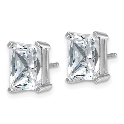 14K White Gold 6 Ctw Lab Grown Diamond Vs+ F+ Radiant 4 Prong Heavy Wt. Stud Earrings