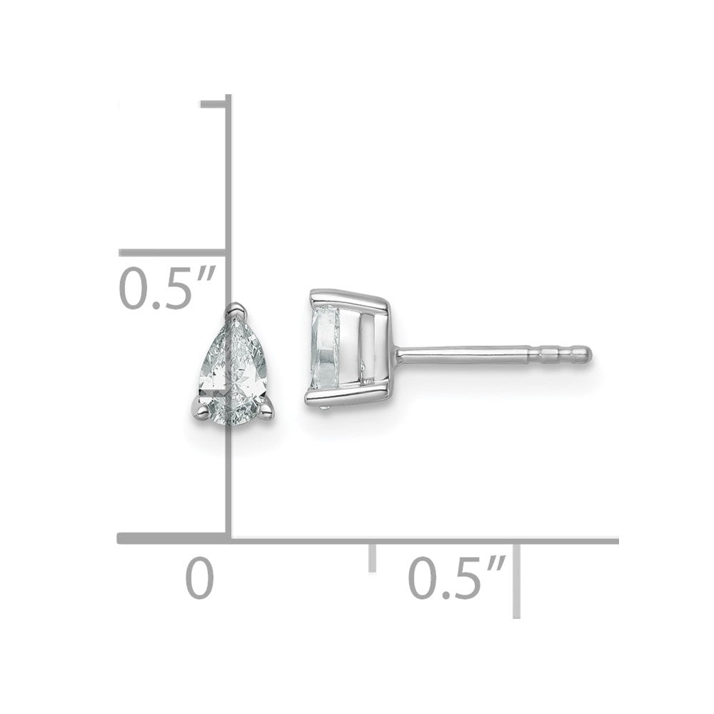 14k White Gold 1/2 ctw Certified Lab Grown Diamond VS/SI+ G+ Pear 4 Prong Heavy Wt. Stud Earrings