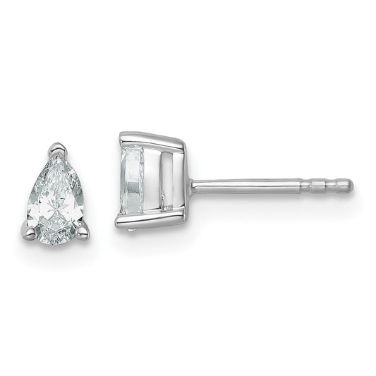 14k White Gold 1/2 ctw Lab Grown Diamond VS/SI+ G+ Pear 4 Prong Heavy Wt. Stud Earrings