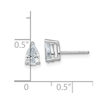 14k White Gold 1 ctw Certified Lab Grown Diamond VS/SI+ G+ Pear 4 Prong Heavy Wt. Stud Earrings