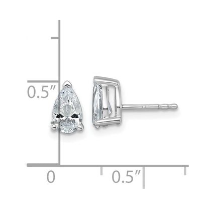 14k White Gold 1 1/2 ctw Certified Lab Grown Diamond VS/SI+ G+ Pear 4 Prong Heavy Wt. Stud Earrings